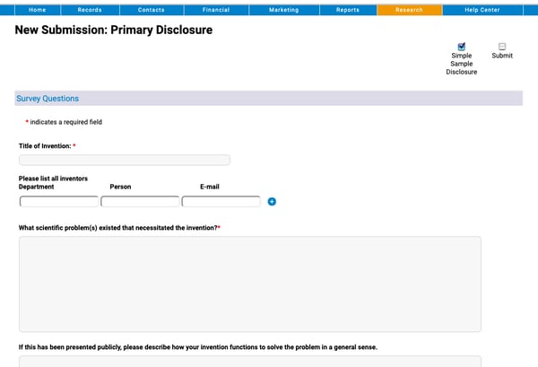 New Submissions - Primary Disclosure