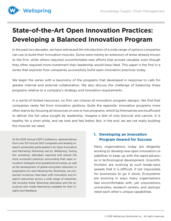 Developing a Balanced Open Innovation Program