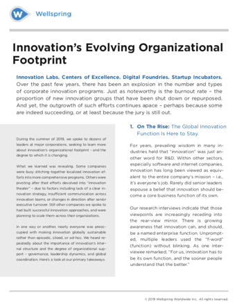 Innovation's Evolving Organizational Footprint white paper